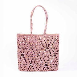 Anouk Crochet Basket  / Pink + Gold