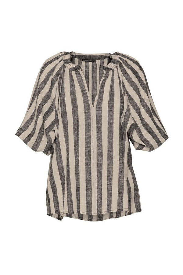 Stripe Telc Shirt / Natural & Black