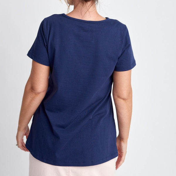 A Line Cotton Jersey Tee / Navy