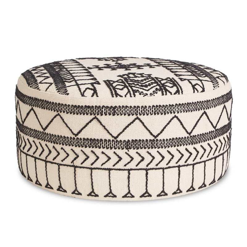 Brooklyn Round Ottoman / Black White