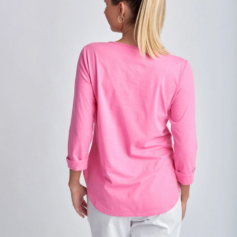 3/4 Sleeve Cotton Slub Tee / Sashet Pink