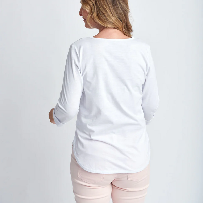 3/4 Sleeve Cotton Slub Tee / White