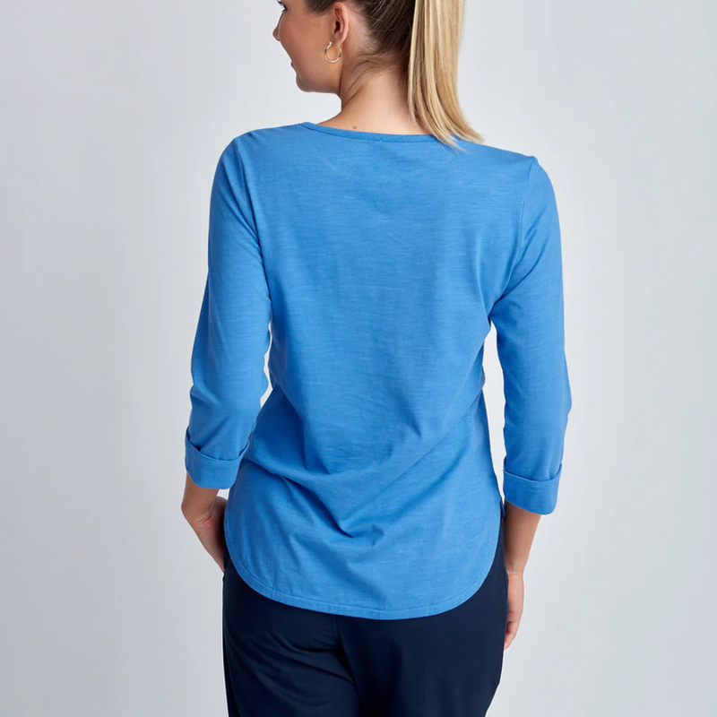 3/4 Sleeve Cotton Slub Tee / Regatta Blue