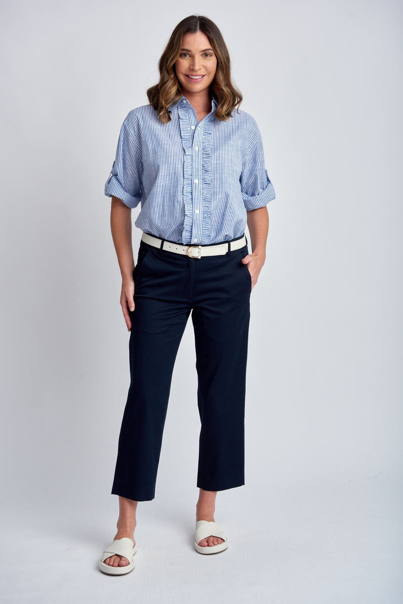 Straight Leg Cropped Pant / Navy