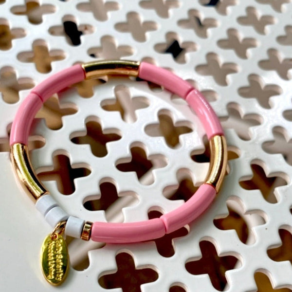 Corfu Bracelet / Candy Pink White