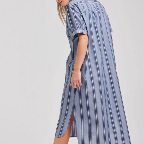 The Annie Longline Shirtdress / Denim Blue