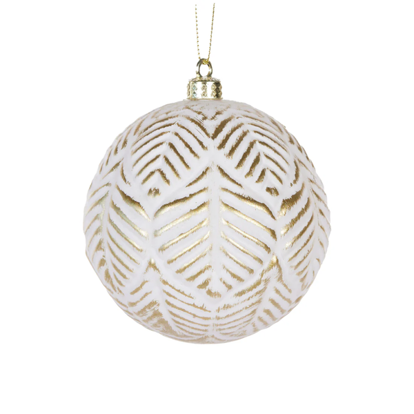 Aztec Leaf Bauble / White + Gold