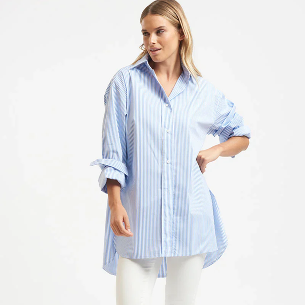 The Boyfriend Oversized Shirt / Blue Stripe