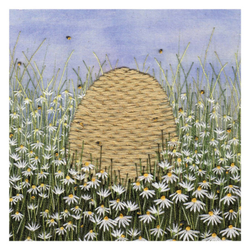 Jo Butcher Card / Bee Hive Embroidery