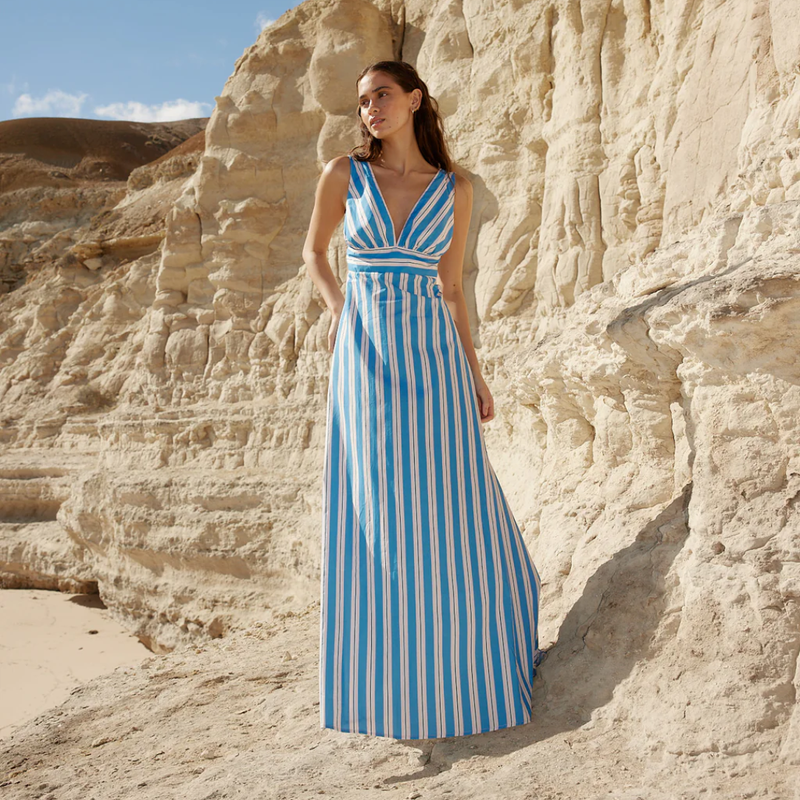 Betty Dress / Ocean Depths + Seashell Stripe