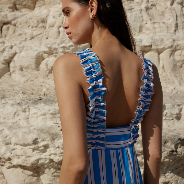 Betty Dress / Ocean Depths + Seashell Stripe