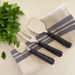 Wicker Cheese Knives Set 3 / Black