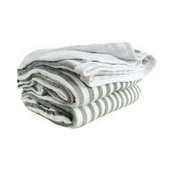 Cannes Quilted Bed Cover / Sage Stripe