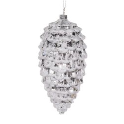 Layered Long Hanging Pinecone / Silver