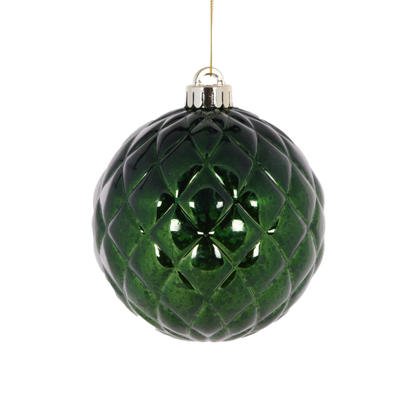 Mercury Quilted Bauble 12cm / Dark green