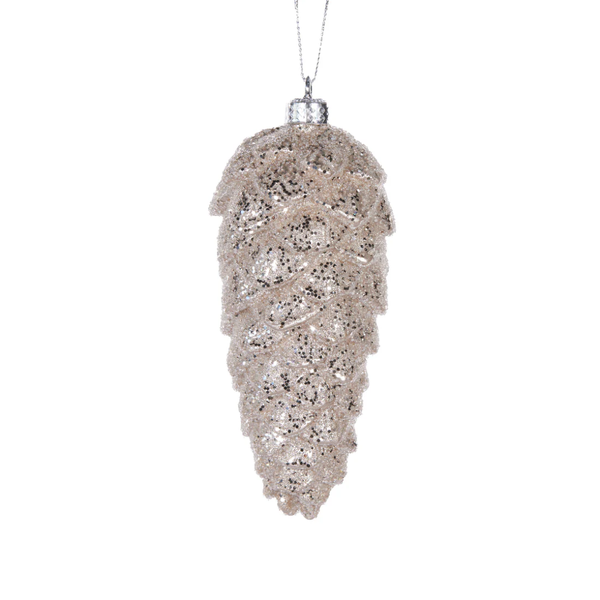 Metallic Long Pinecone Bauble / Champagne