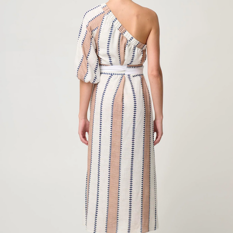 Bahia One Shoulder Dress / Caymen Stripe