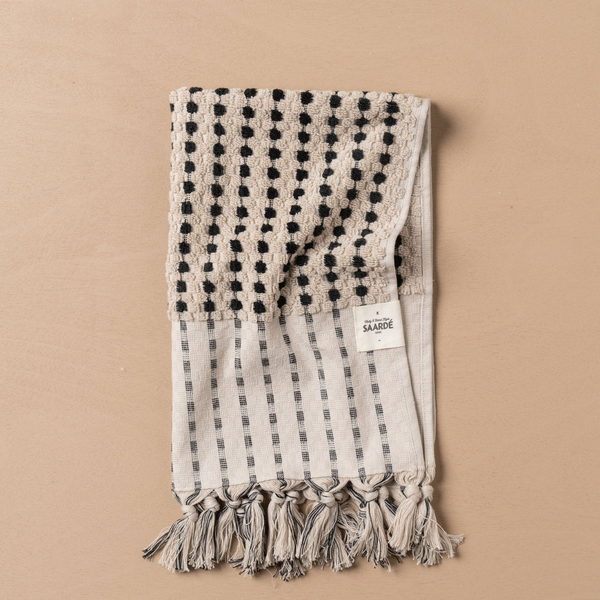 Chickpea Hand Towel / Stone + Black