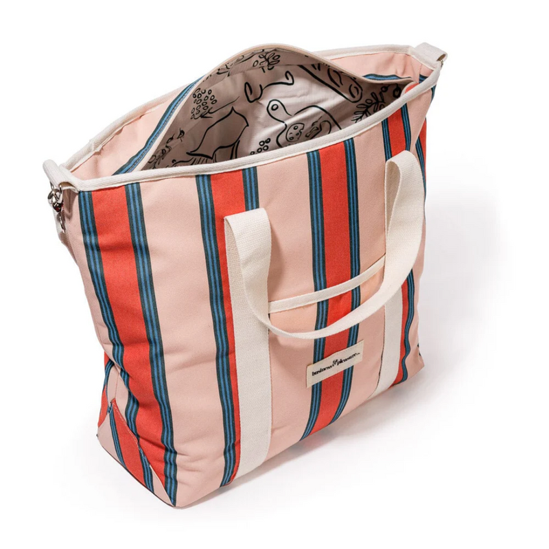 Cooler Tote Bag / Bistro Dusty Pink Stripe