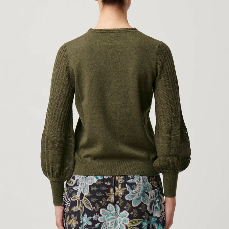 Eastyn Extra Fine Pointelle Knit Top / Moss