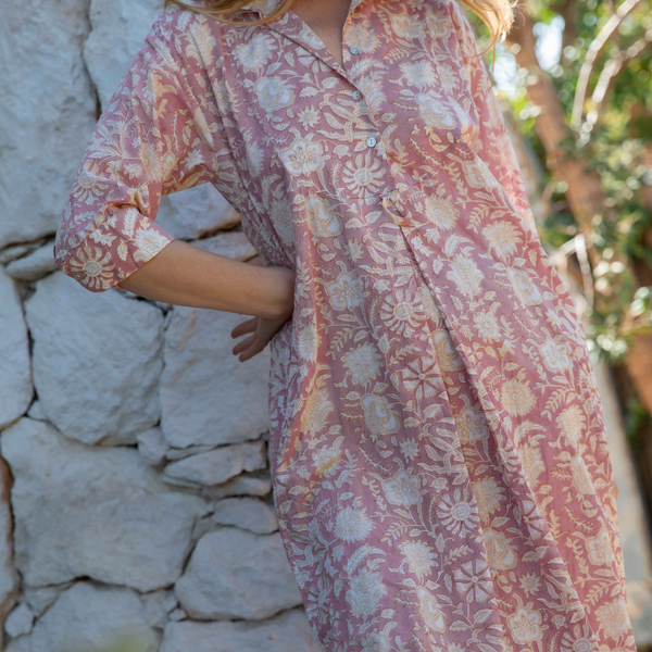 Emily Shirtdress Maxi / Pink Sand