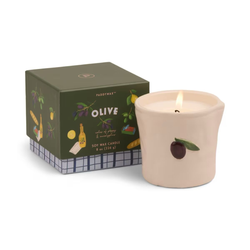 Embossed Ceramic Candle / Olive