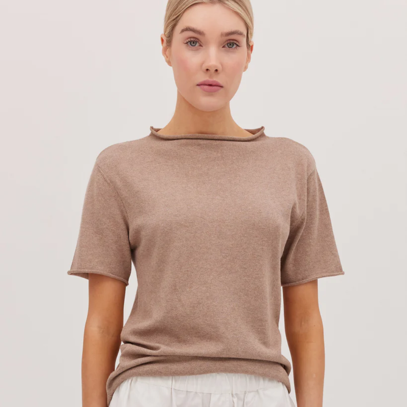 The Funnel Neck Tee / Walnut