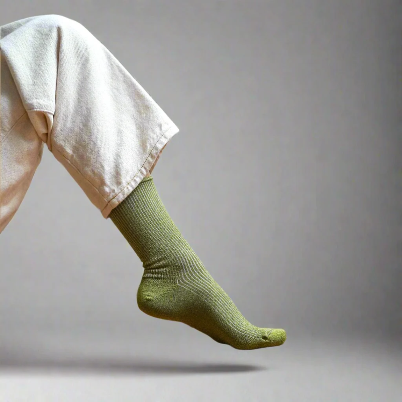 Glitter Lurex Socks / Olive Green