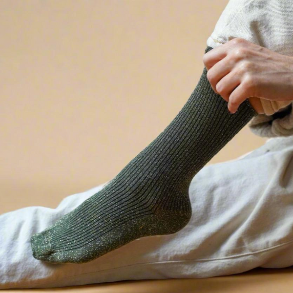 Glitter Lurex Socks / Khaki