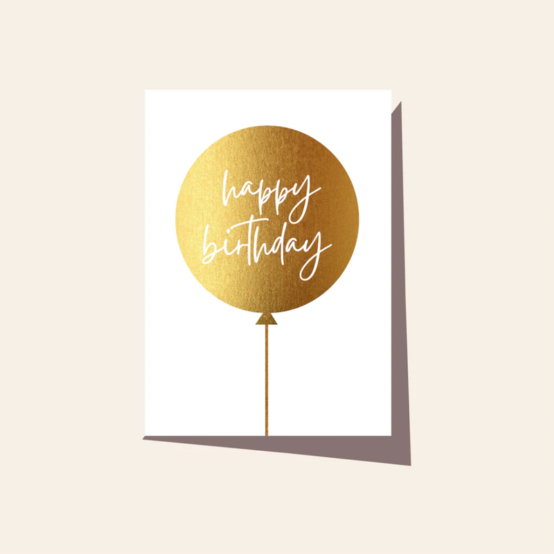 Balloon Birthday Card / Gold