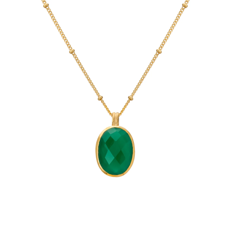 Wandering Soul Green Onyx Pendant / Gold