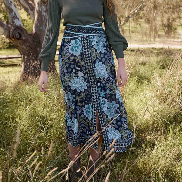 Harper Panel Skirt / Dahlia Fields