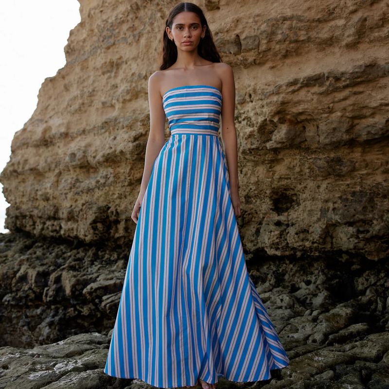 Hazel Dress / Ocean Depths + Seashell Stripe