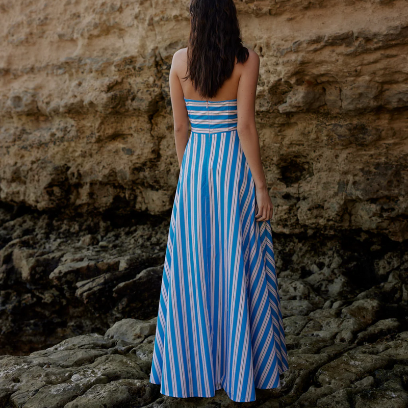 Hazel Dress / Ocean Depths + Seashell Stripe