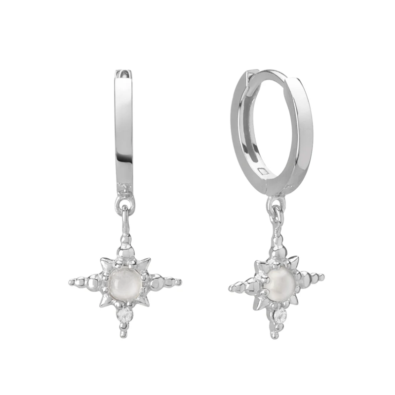 Huggies with Hanging Star / Sterling Silver