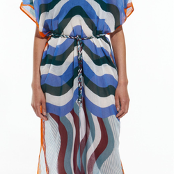 Hydra Gamma Kaftan Dress / Blue + Brown