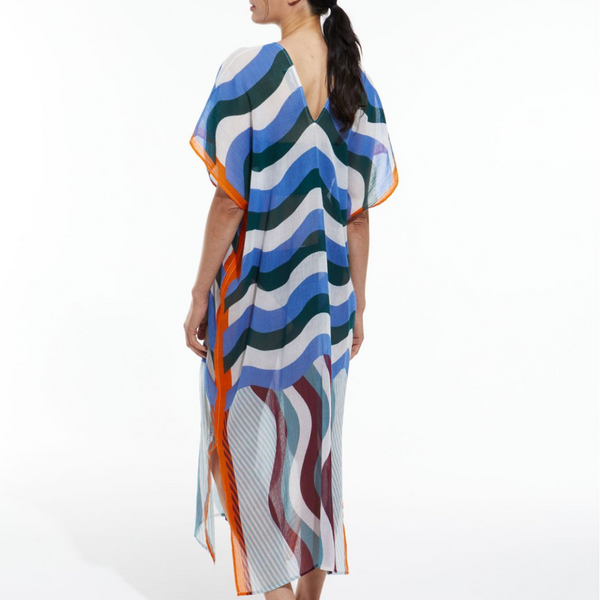 Hydra Gamma Kaftan Dress / Blue + Brown