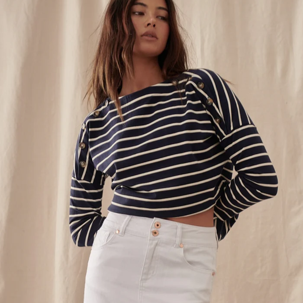 Juliette Top / Navy + White