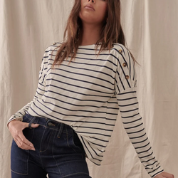 Juliette Top / White + Navy