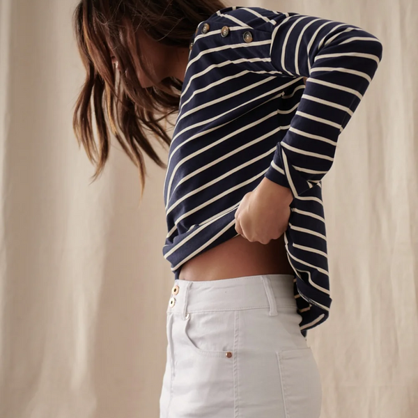 Juliette Top / Navy + White