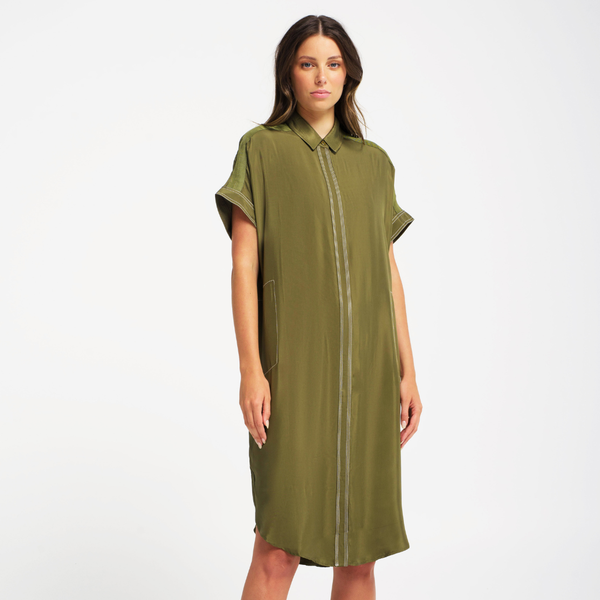 Juan Dress / Olive + White