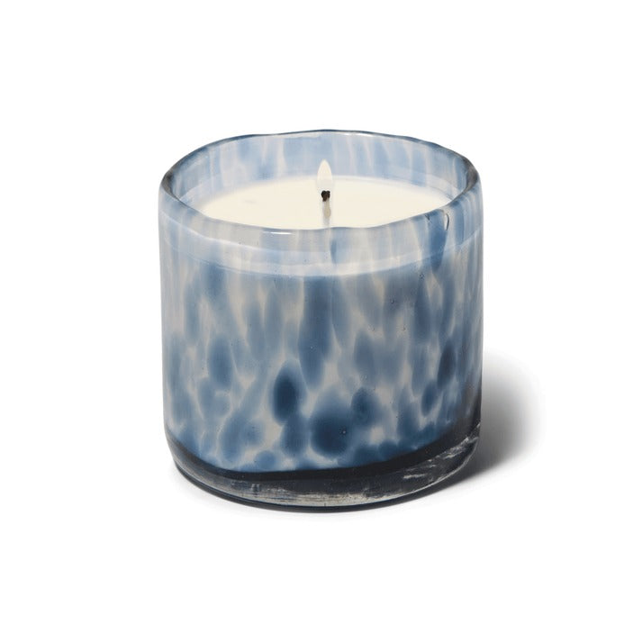 Hand Blown Glass Candle / Blue