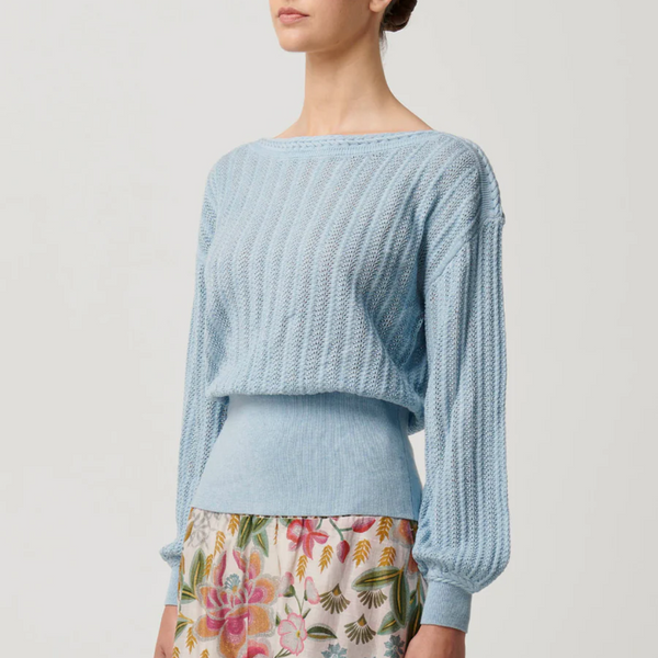 Marley Superfine Pointelle Knit Top / Cornflower