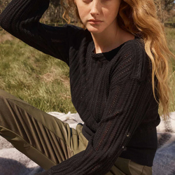 Marley Superfine Pointelle Knit Top / Black