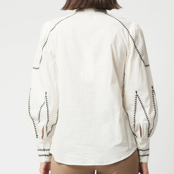 Meridian Embroidered Shirt / Porcelain