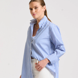 The Girlfriend Relaxed Shirt / Mid Blue Stripe