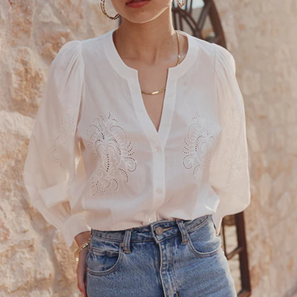 Moroccan Lace Blouse / Chalk