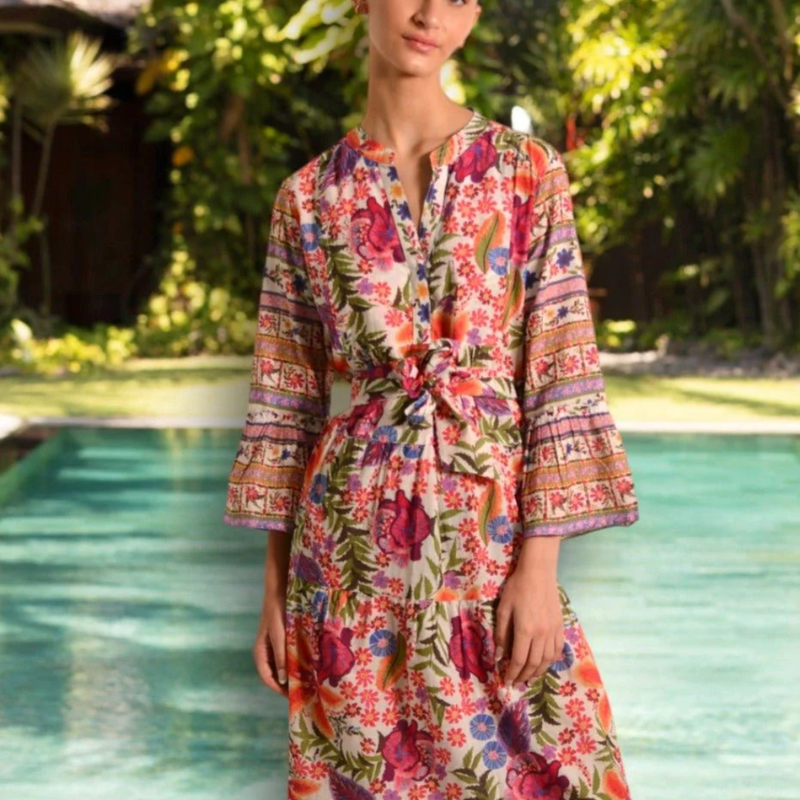 Morocco Midi Dress / Hibiscus Print