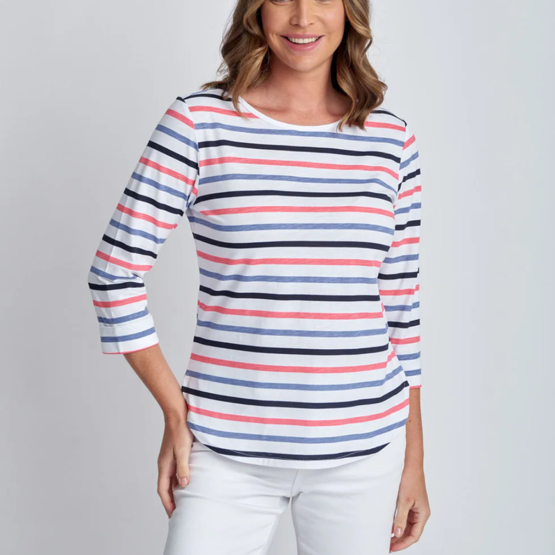 Multi Stripe Cotton Tee /