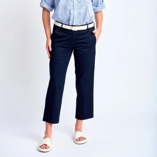 Straight Leg Cropped Pant / Navy